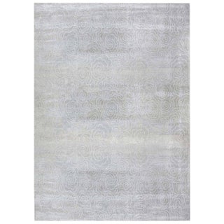 Contemporary Handmade Camellia Rug in White Silk by Doris Leslie Blau For Sale
