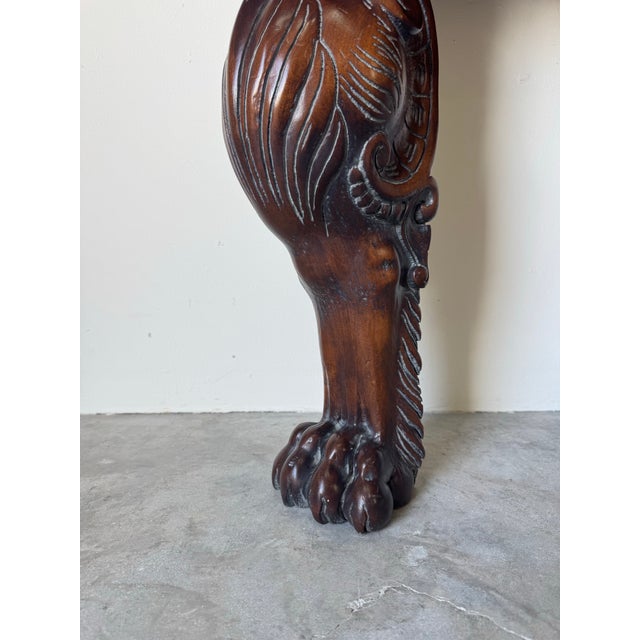 Wood Vintage Hollywood Regency Style Carved Lion Wood Console Table/ Sold For Sale - Image 7 of 12