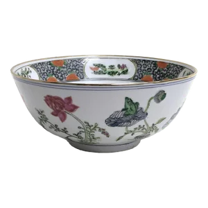 Large Japanese Wildflower Porcelain Bowl