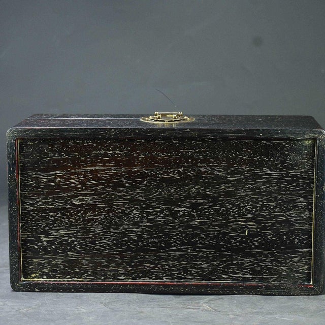 Vintage Chinese Rosewood Box With Deep Relief Carving & Fish Motif For Sale - Image 4 of 10