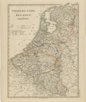 Antique Map of Netherlands, Belgium and Luxembourg by Perthes, 1857