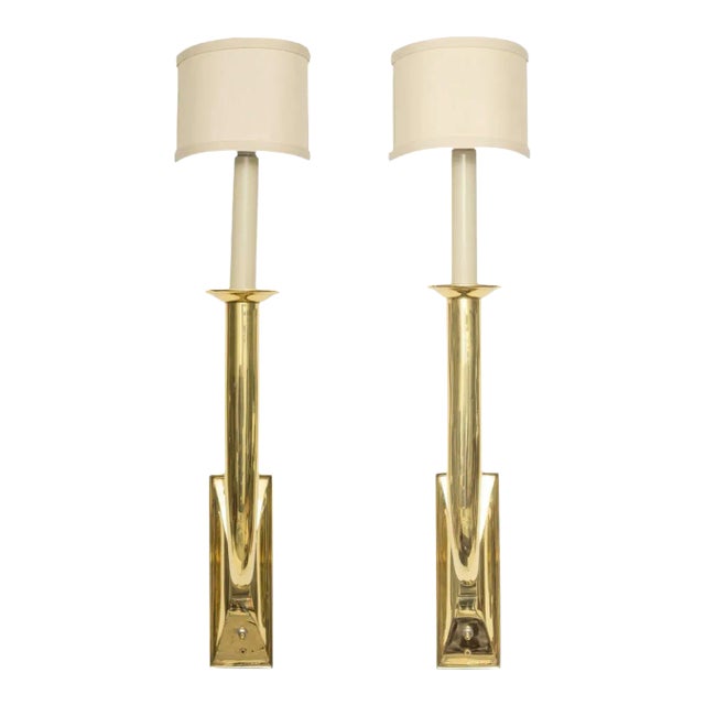Jules Leleu Style Brass Sconces - a Pair For Sale