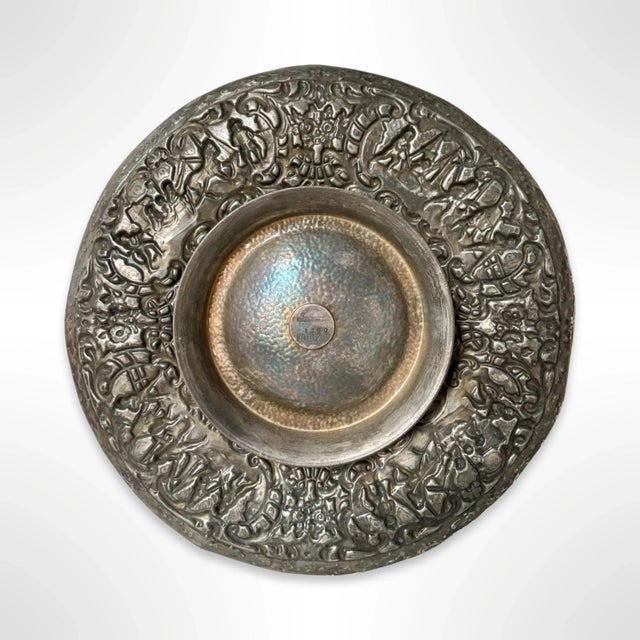 Late 19th Century Antique Dutch Hammered Silver High-Relief Dish / Plate For Sale - Image 5 of 5