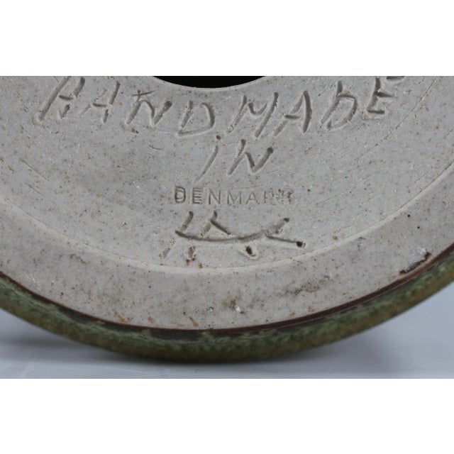 Brown Modern Danish Green Brown Glaze Ceramic Table Lamp from Kähler Studio, 1960s For Sale - Image 8 of 11