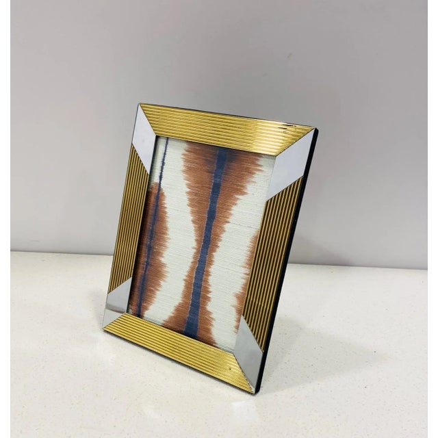 1970s Pair of Vintage Italian Picture Frames in Brass and Chrome, C. 1970's For Sale - Image 5 of 13