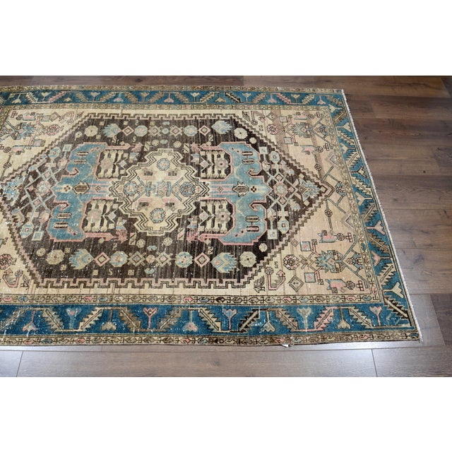 Textile 1970s Vintage Persian Handmade Wool Cotton Area Rug For Sale - Image 7 of 11