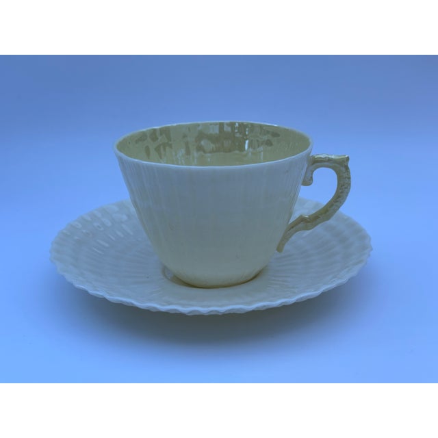 1950s 1950s Belleek Cup and Saucer, Limpet Yellow Shell Pattern Fine Irish Porcelain Teacup - 4 Available For Sale - Image 5 of 7