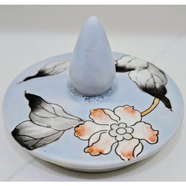 Vintage 9" Chinoiserie Powder Blue Porcelain Melon Ginger Jar - Hand-Painted Longevity Peach & Blossom Motif For Sale In Dallas - Image 6 of 11