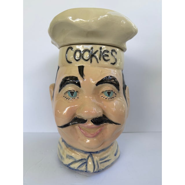 Mid-Century Modern 1960s McCoy Pottery Figural Chef “Cookies” Cookie Jar With Hat Lid For Sale - Image 3 of 12