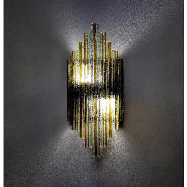 Italian Modern Stacked Murano Glass Wall Lamp attributed to Poliarte, Italy, 1970s For Sale - Image 8 of 10