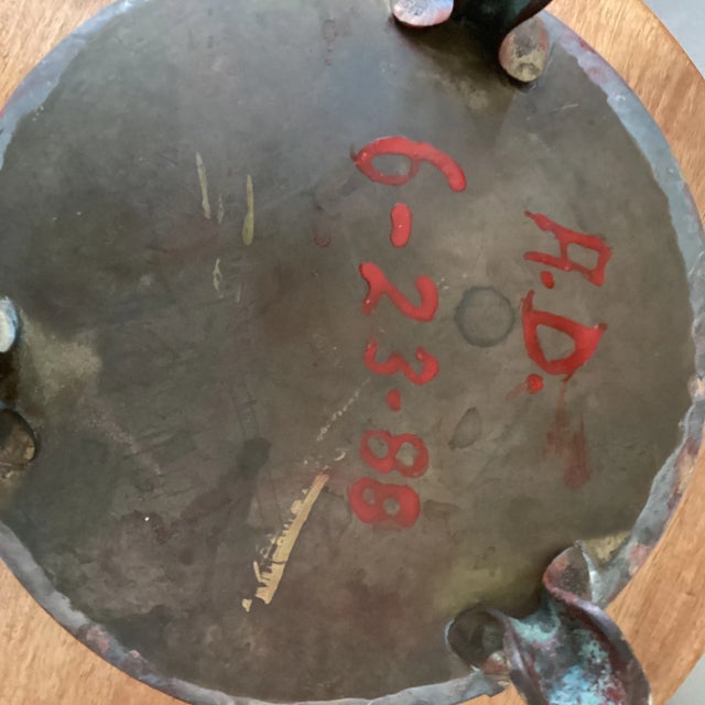 Copper Vintage Claw Footed Embossed Aged Brass Planter with Grape Design For Sale - Image 8 of 12