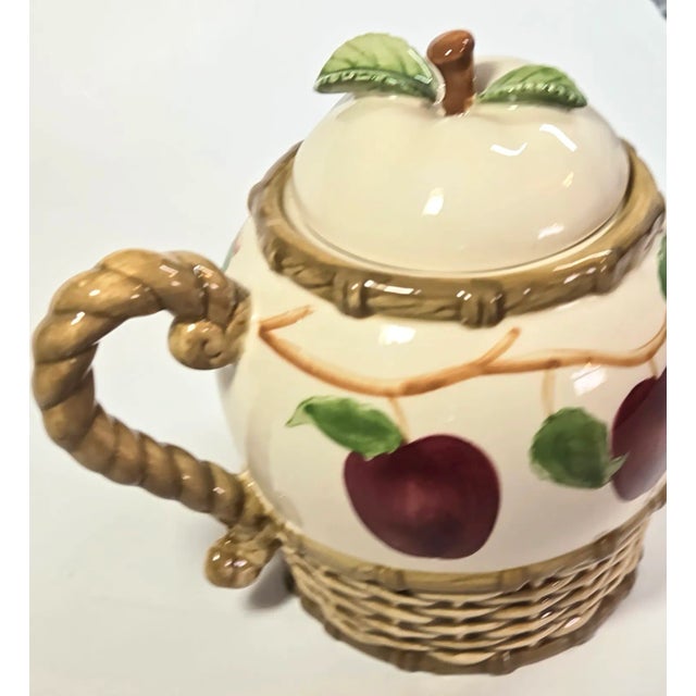 Farmhouse Mojolica Apple Teapot For Sale - Image 3 of 9