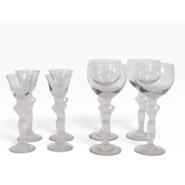 1970s Art Deco Venus Bacchante Stemware Glasses by Bayel - Set of Eight For Sale - Image 9 of 14