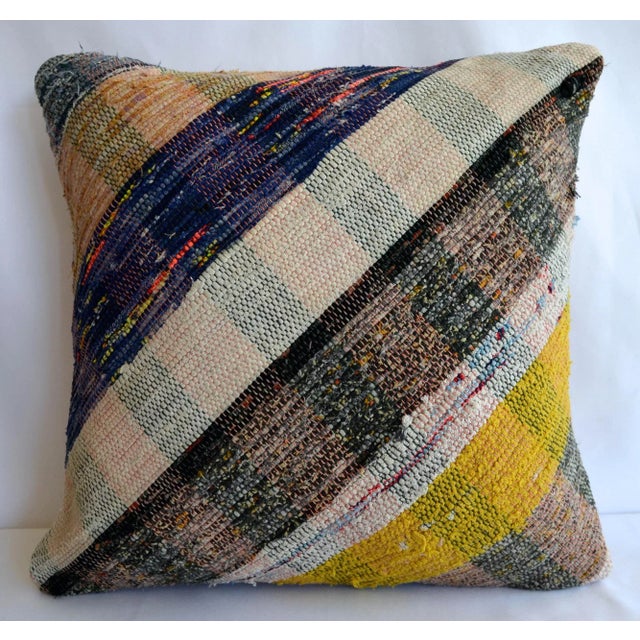 16" Pillow Cover Handmade Cotton Ragrug Kilim Sham Throw For Sale - Image 6 of 6