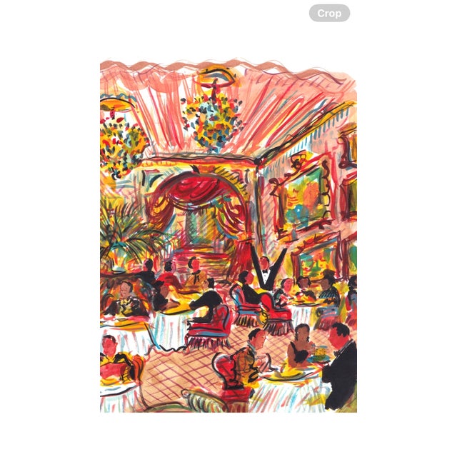 Contemporary Red Curtain Dining Print by Pauline De Roussy De Sales For Sale - Image 3 of 3