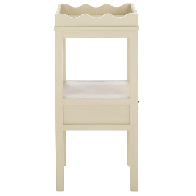 Beige Darlyn Scalloped 1 Drawer Accent Table in Sand For Sale - Image 8 of 9