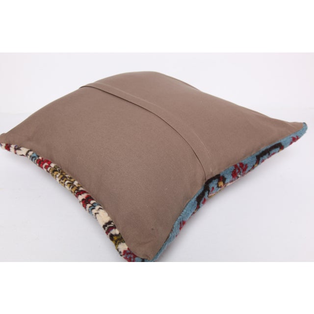 Red Handwoven Vintage Turkish Throw Rug Pillow Cushion Cover -22'' X 22'' For Sale - Image 8 of 10