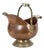 Antique Copper Helmet-Shaped Coal Scuttle with Lion Heads and Delft Ceramic Details For Sale