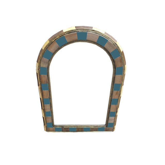 Moroccan Arched Mirror, With Blue Color For Sale - Image 4 of 8