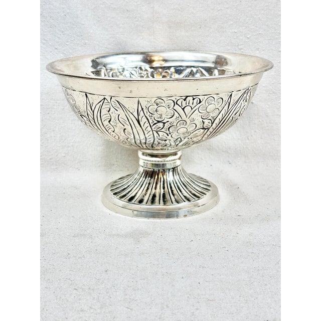 Vintage Silver Colored Metal Compote For Sale - Image 4 of 9