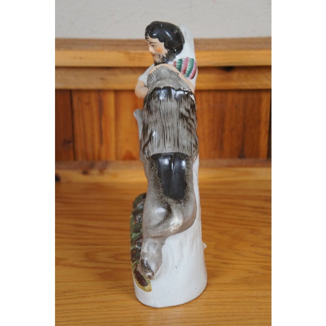 Staffordshire Antique Mid 19th Century Staffordshire Porcelain Samson & the Lion Figurine For Sale - Image 4 of 12