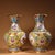Chinese Pair of Vintage Chinese Gilt Copper Enamel "Bird & Flower" Vases, Qianlong Mark - 2740g For Sale - Image 3 of 9