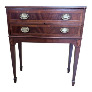 Late 20th Century Hekman Inlaid Mahogany Flatware Storage Chest on Stand For Sale