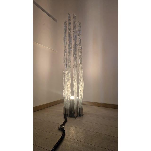Floor Lamp Model E7T Excalibur in Transparent Glass and Stalactite Bedside Lamp by Ettore Fantasia for Sothis Murano, 1970s For Sale - Image 16 of 17