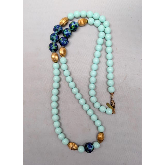 Vintage 1960s Signed Pauline Rader Beaded Art Glass Sautoir Necklace For Sale In Philadelphia - Image 6 of 9