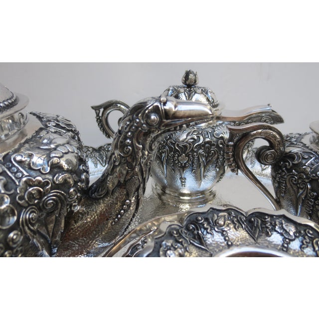 Indonesian 800 Silver Tea Set - Set of 5 Pieces For Sale - Image 16 of 18
