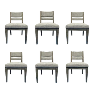 Modern Casual Gray Slat Back Dining Chairs Set of 6
