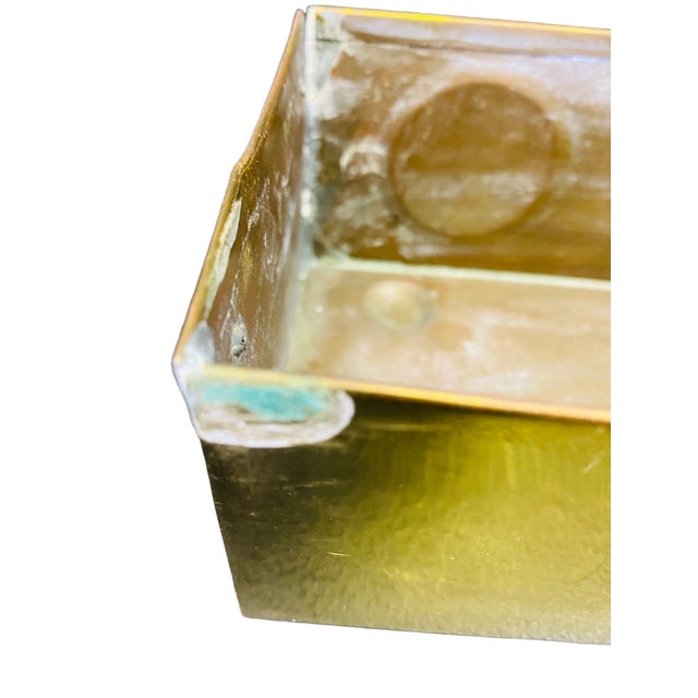 Mid 20th Century Footed Solid Brass Planter With Circle Pattern Made in Chicago Usa For Sale - Image 11 of 12