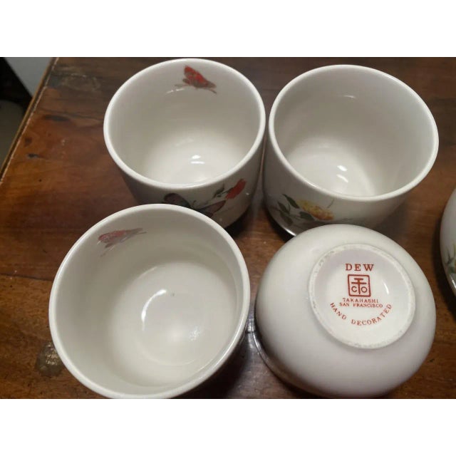Vintage Takahashi San Francisco Hand-Decorated Dew Butterfly Floral Tea Set- 5 Pieces For Sale - Image 4 of 6