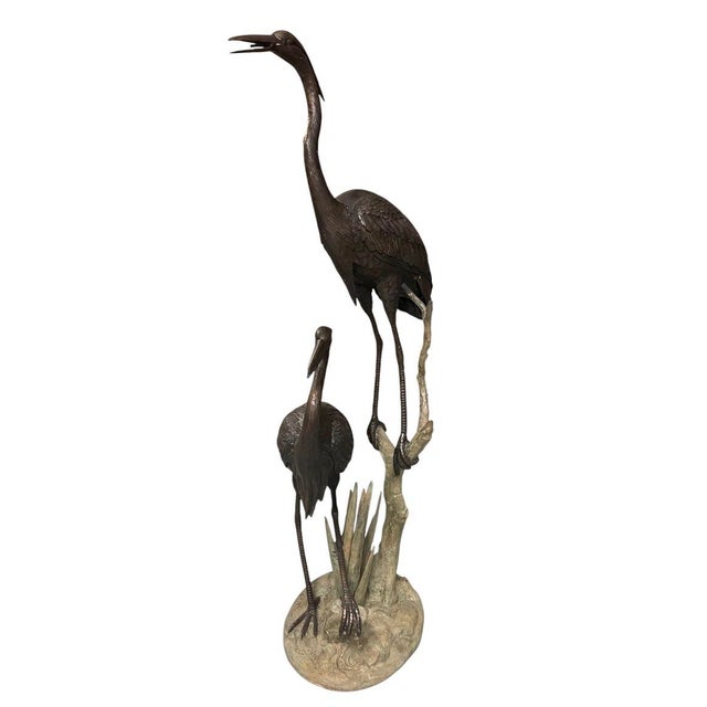 Bronze Heron Tiered Fountain Sculpture For Sale In West Palm - Image 6 of 12