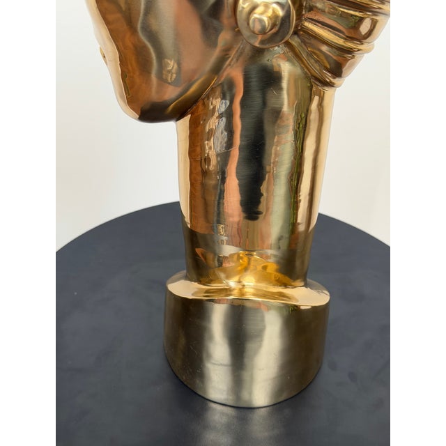 Late 20th Century Balos Design Art Deco Style Brass Bust - unknown artist For Sale - Image 11 of 12