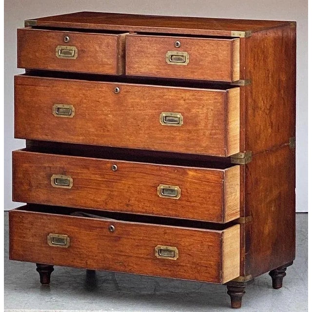 Brown British Military Officer's Campaign Chest or Dresser of Brass-Bound Mahogany For Sale - Image 8 of 12
