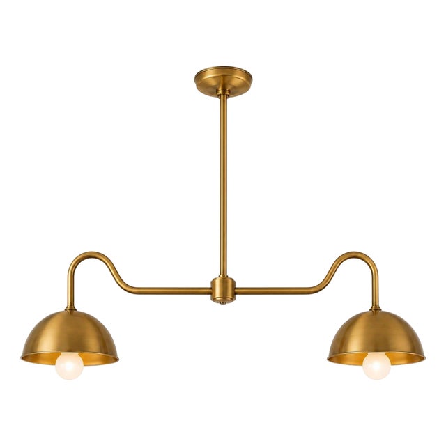 Brass Double Dome Chandelier, Double Pendant Chandelier, Designed for Modern Kitchens, Dining Rooms For Sale