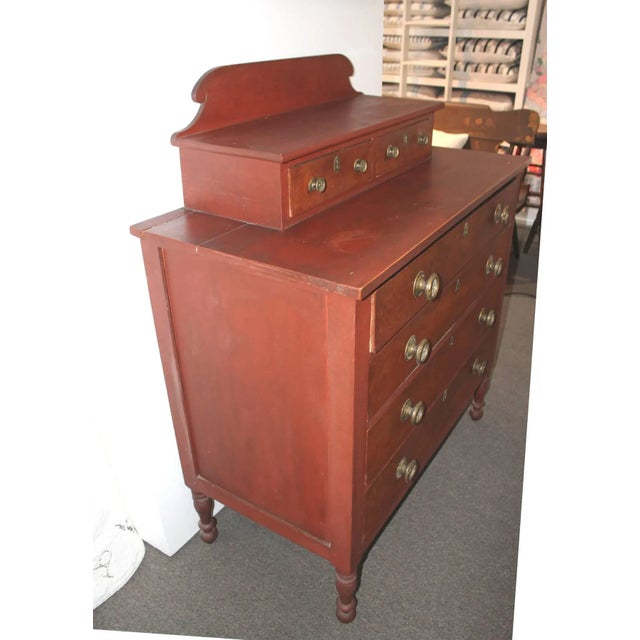 Early 19th Century Red Painted and Bird's-Eye Maple Chest of Drawers From Maine For Sale - Image 4 of 8