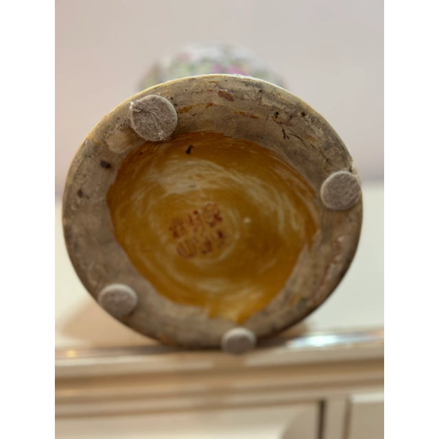 1940’s Vintage Tall Famille Rose Chinese Porcelain Decorative Baluster Vase For Sale - Image 6 of 11