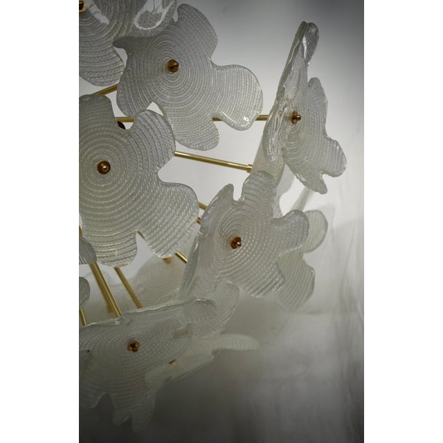 Metal Murano Sputnik Semi Spherical White Glass and Brass Chandelier and Pendant For Sale - Image 7 of 9