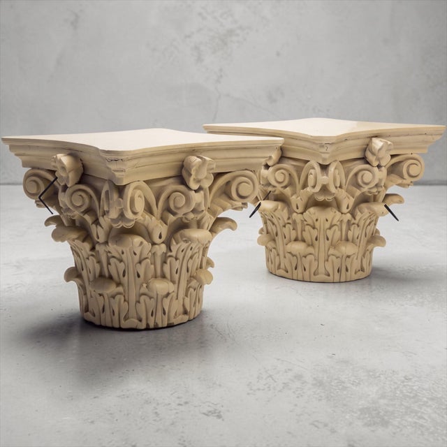 Late 19th Century 19th Century Continental Carved Oak Neo-Classical Style Capitals, Pair For Sale - Image 5 of 7