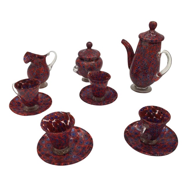Vintage Murano Glass Cup Coffee Set, Set of 7 For Sale