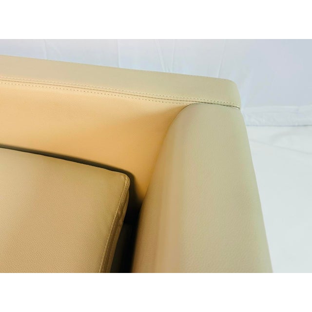 Charles Pfister for Knoll Cream Leather Lounge Chair, Labeled, American 1980's For Sale - Image 12 of 17