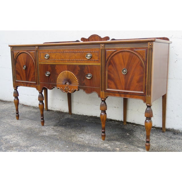 Traditional J B Van Sciver Early 1900s Carved Long Sideboard Buffet Credenza Bathroom Vanity For Sale - Image 3 of 12