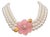 Vintage 1980s Signed Napier 3-Strand Beaded Faux-Pearl Pink Flower Necklace For Sale
