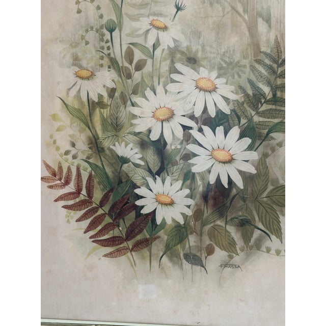 1970s Vintage 1970s F. Massa “Splendors of Nature” Floral Daisy & Butterfly Framed Print For Sale - Image 5 of 14