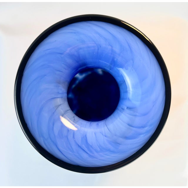 Glass Mad Art Studio Handblown Azure Blue & Dichroic Mosaic Vase For Sale - Image 7 of 12