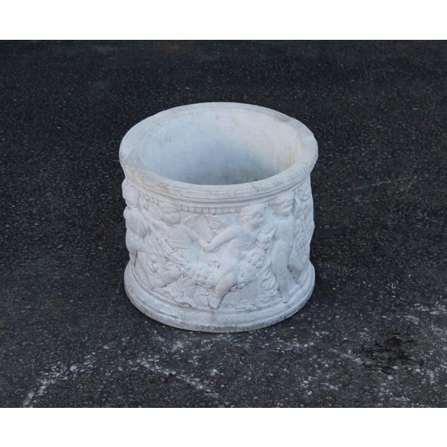 Classical Style Cherub Relief Cast Stone Garden Planter For Sale - Image 14 of 16
