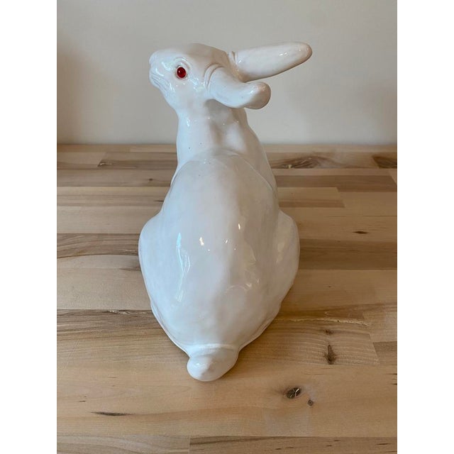 Mid 20th Century Vintage French Faience Majolica French Bunny Rabbit, Large For Sale - Image 5 of 7