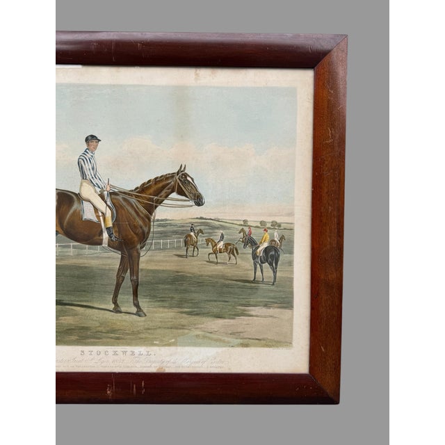 English Antique Mahogany Framed Horse Litho Print For Sale - Image 3 of 12